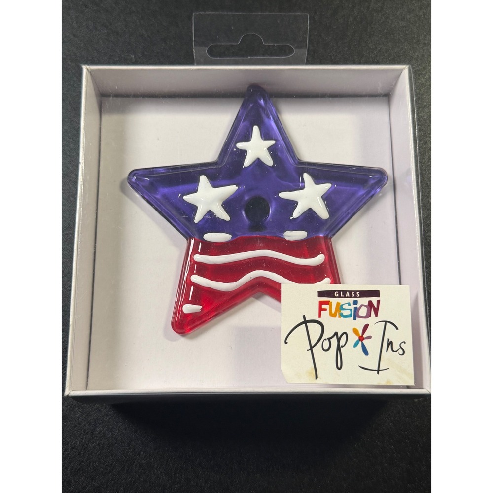 Silvestri Glass Fusion Pop-Ins Patriotic Star Americana Decor Lori Siebert‎ J8